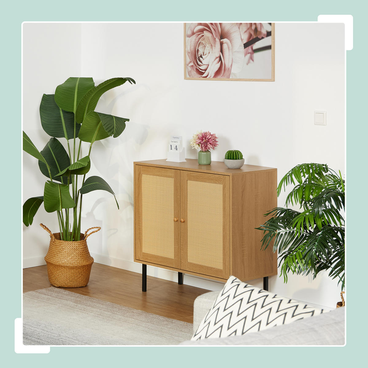 KOMMODE - Hellbraun, Holzwerkstoff/Kunststoff (80/80/40cm) - Relaxdays