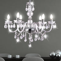 KRONLEUCHTER Kristalloptik Silber klar 6-flammig - Silberfarben, Metall (67/67/166cm) - Globo Lighting