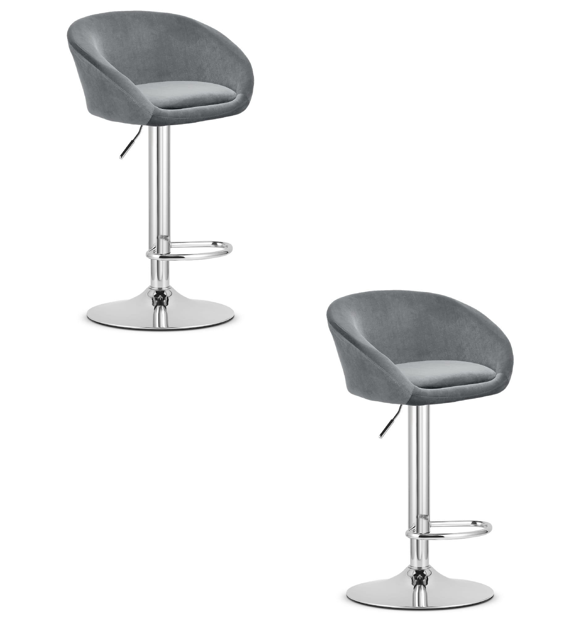 BARHOCKER 2-er Set EAST grauer Sitz, Chrombasis - Grau, Textil (53/103/46cm) - Valora