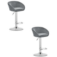 BARHOCKER 2-er Set EAST grauer Sitz, Chrombasis - Grau, Textil (53/103/46cm) - Valora