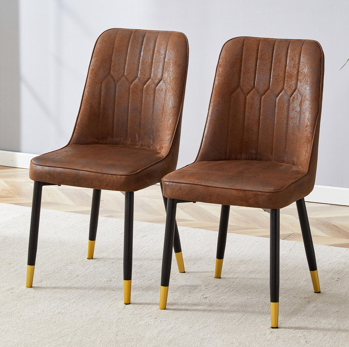 ESSZIMMERSTUHL 2er-Set mit Rückenlehne Braun Schwarz - Braun, Metall (41.5/89/43cm) - Meubliv