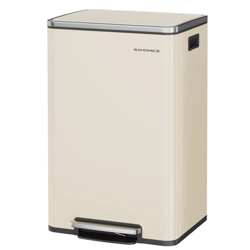 ABFALLSAMMLER 50 L Stahl Softclose Deckel Mülleimer - Beige, Metall (41.6/64.7/37.2cm) - Kaket