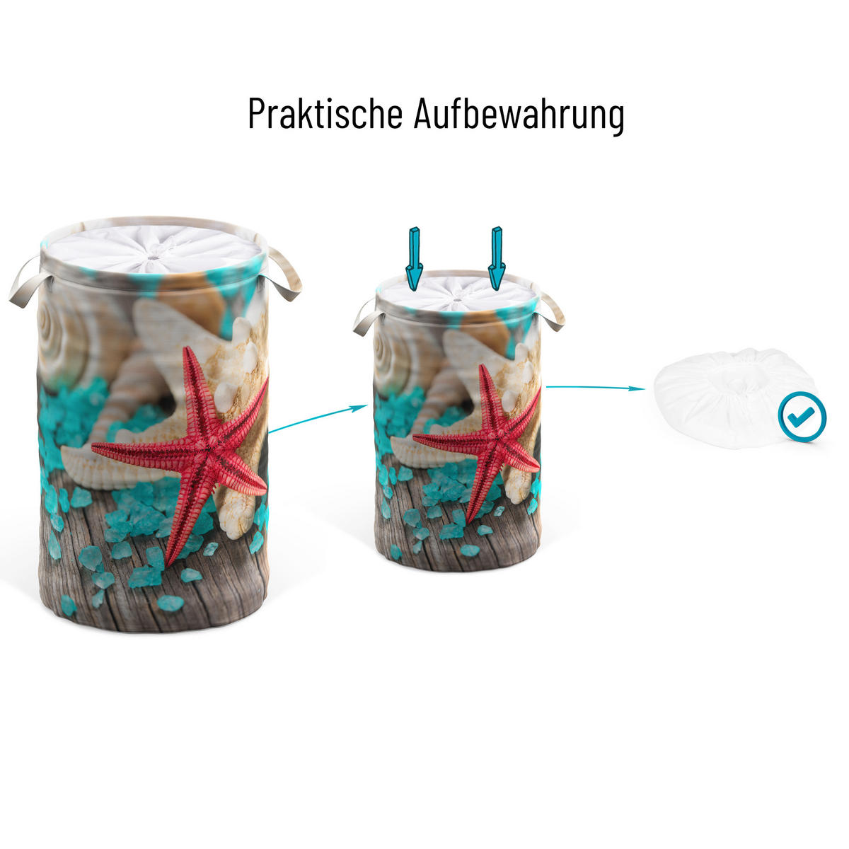 WÄSCHEKORB Bath Salt - Türkis, Textil (37/55/55cm) - Sanilo