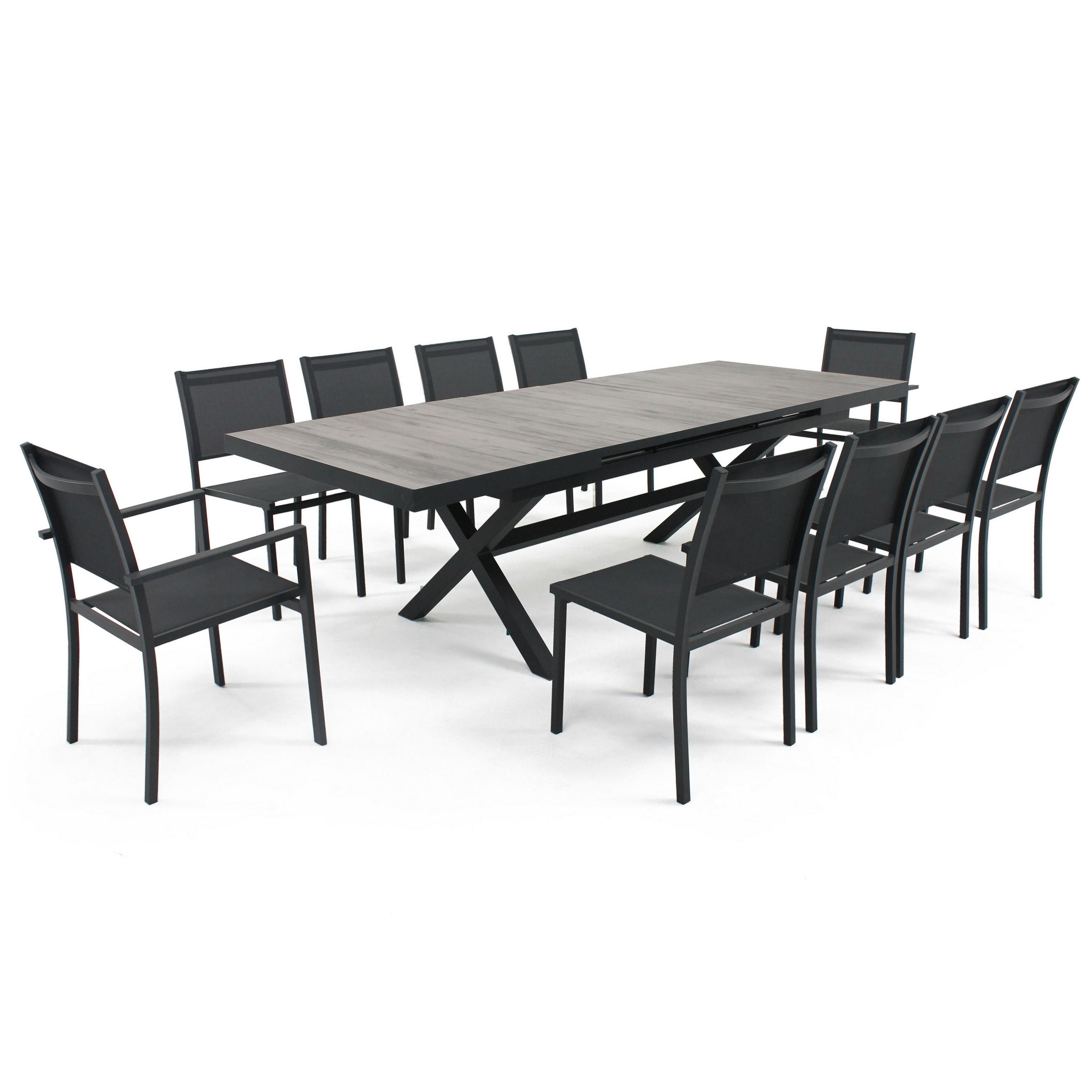 GARTENSET 11-tlg., Braun/Grau - Grau, Metall - Oviala