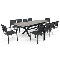 GARTENSET 11-tlg., Braun/Grau - Grau, Metall - Oviala