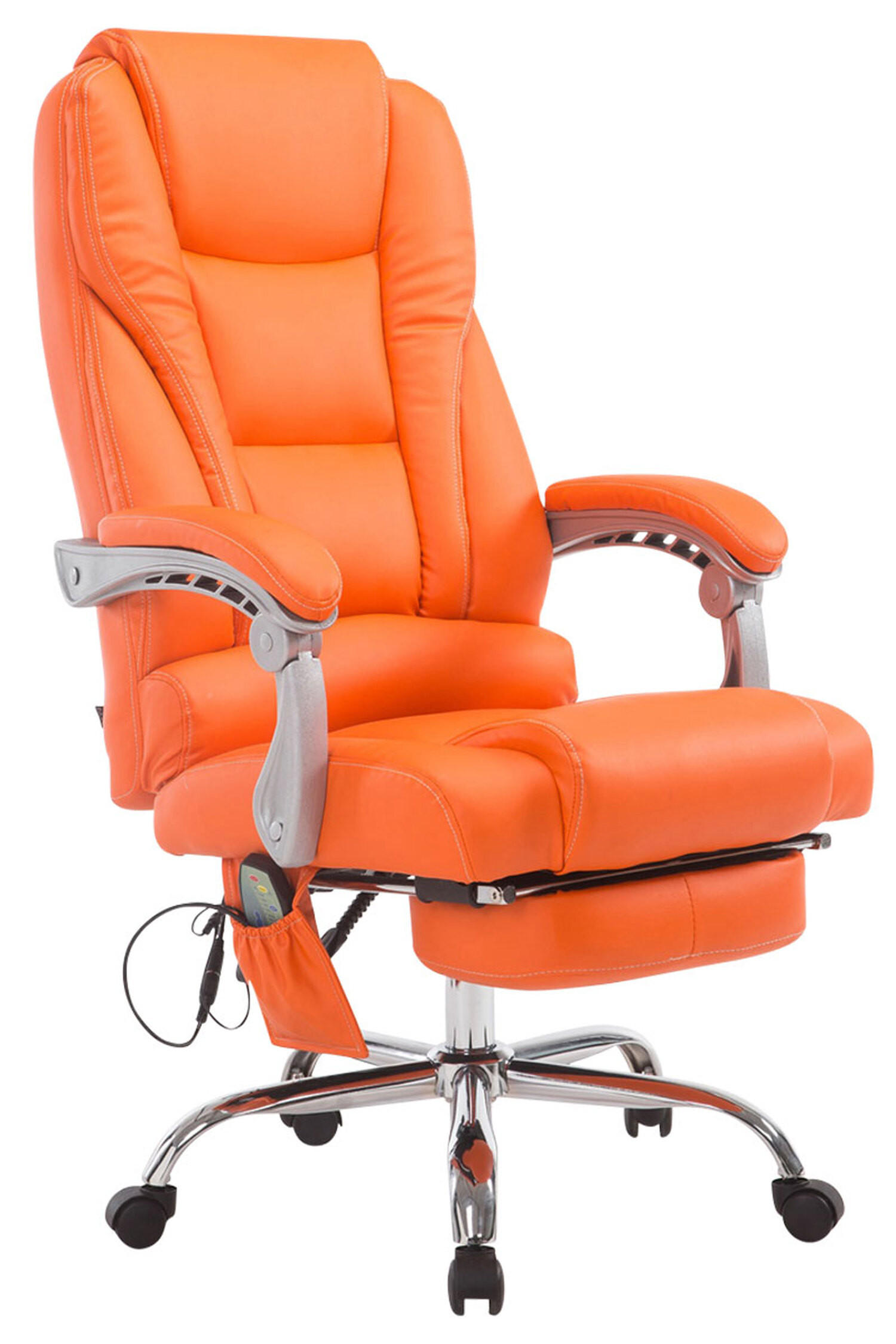 BÜROSTUHL Pacira-N, Kunstleder mit Massagefunktion Orange - Orange, Textil/Metall (68/127/64cm) - TPFLiving