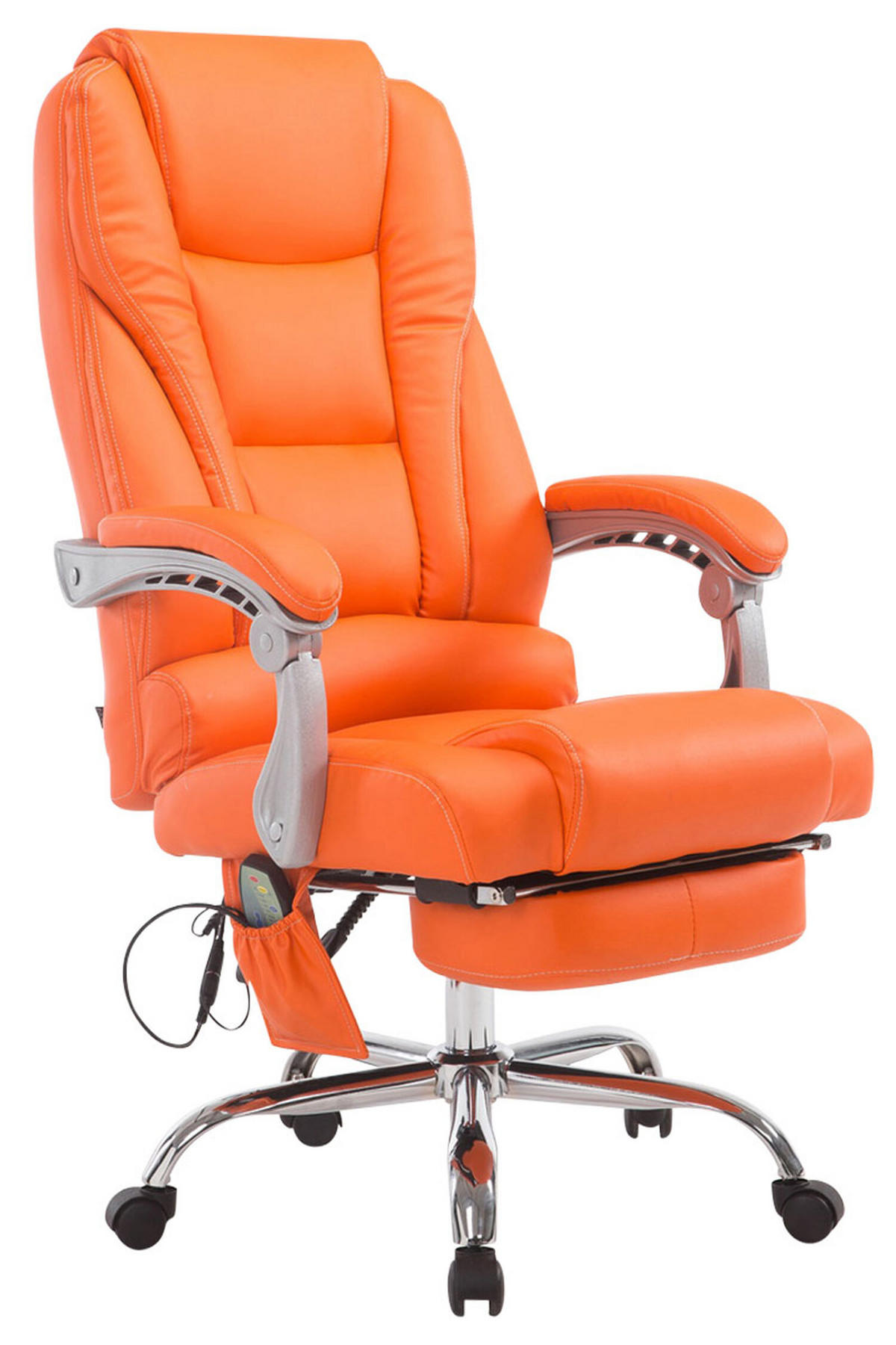 BÜROSTUHL Pacira-N, Kunstleder mit Massagefunktion Orange - Orange, Textil/Metall (68/127/64cm) - TPFLiving