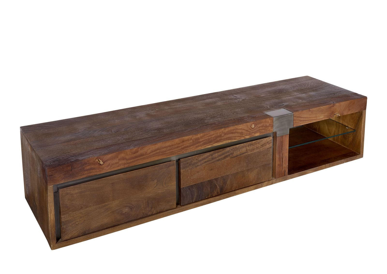 TV-BOARD Mango 180x48x39 braun lackiert Amsterdam #01 - Braun, Holz (180/39/48cm) - Massivmoebel24