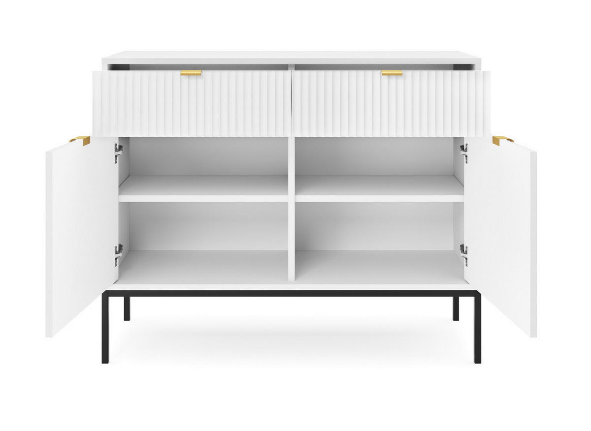 SIDEBOARD 104 cm mit Schubladen Galla, Sideboard, Weiß + Schwarz - Schwarz/Weiß, Holz (104/83/39cm) - Emporius