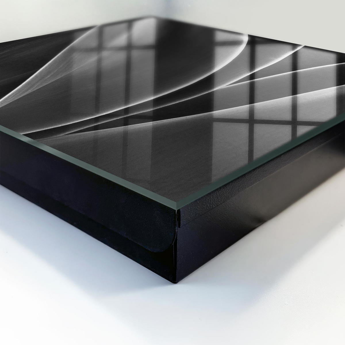 SCHLÜSSELBOX Schwarz 30x30 cm- Türöffnung nach rechts - Abstrakte Blätter - Grau, Metall (30/30/5cm) - TULUP