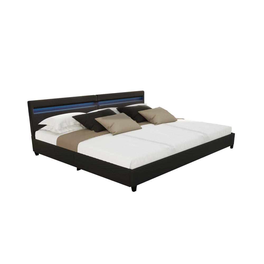 LED BETT NUBE - Schwarz, ohne Matratze - Schwarz, Kunststoff - Home Deluxe