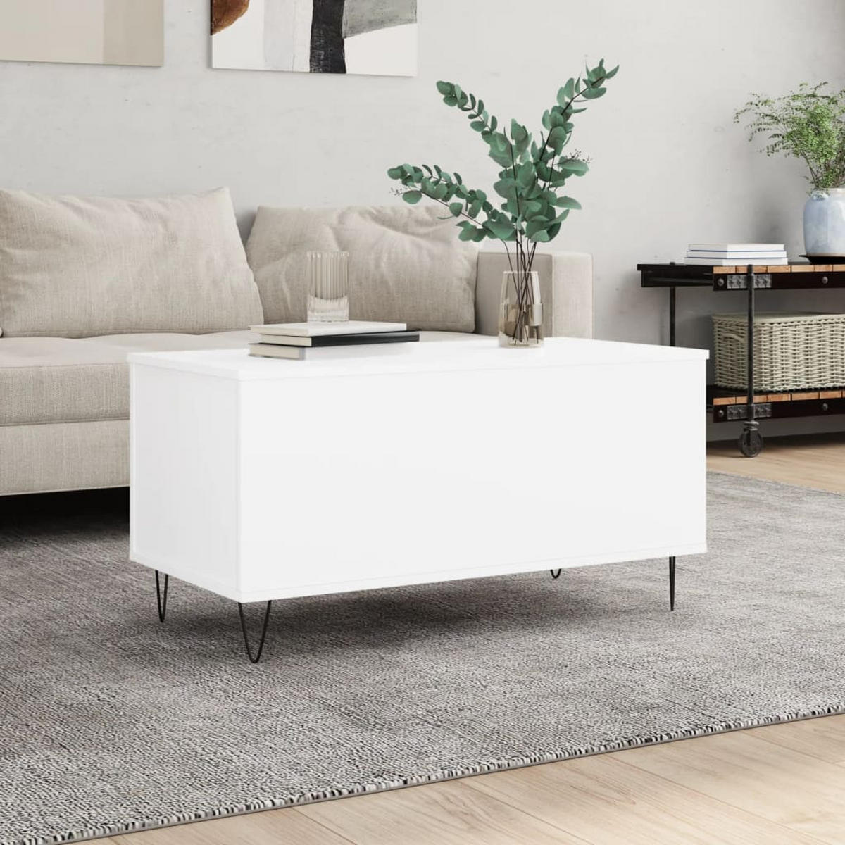 COUCHTISCH Weiß 90x44,5x45 cm Holzwerkstoff - Weiß, Holzwerkstoff (90/44.5/45cm) - furnicato