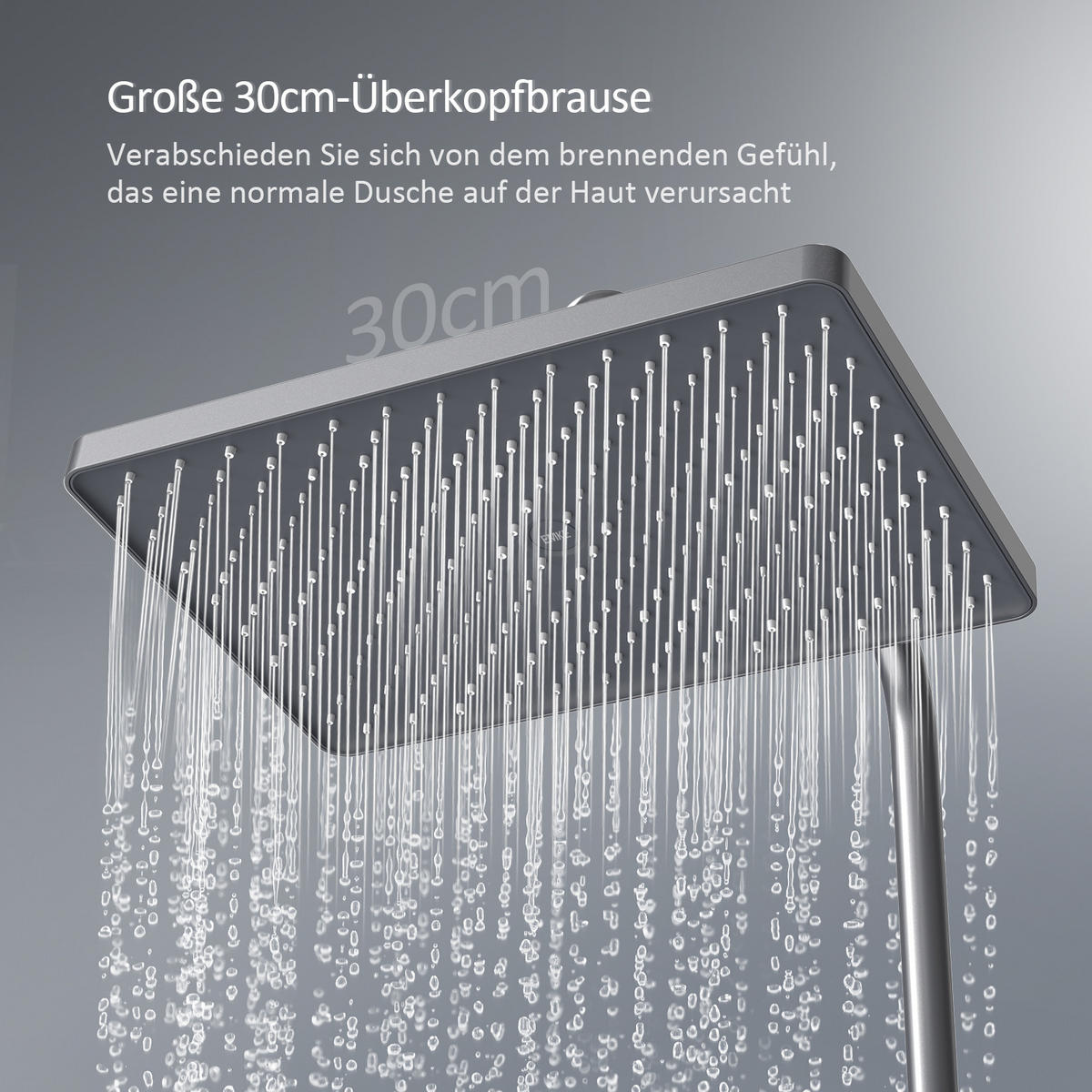 ÜBERKOPFBRAUSESET mit Dreiwege-Thermostatmischventil Regendusche Anthrazit - Anthrazit, Metall (36/110/46cm) - EMKE
