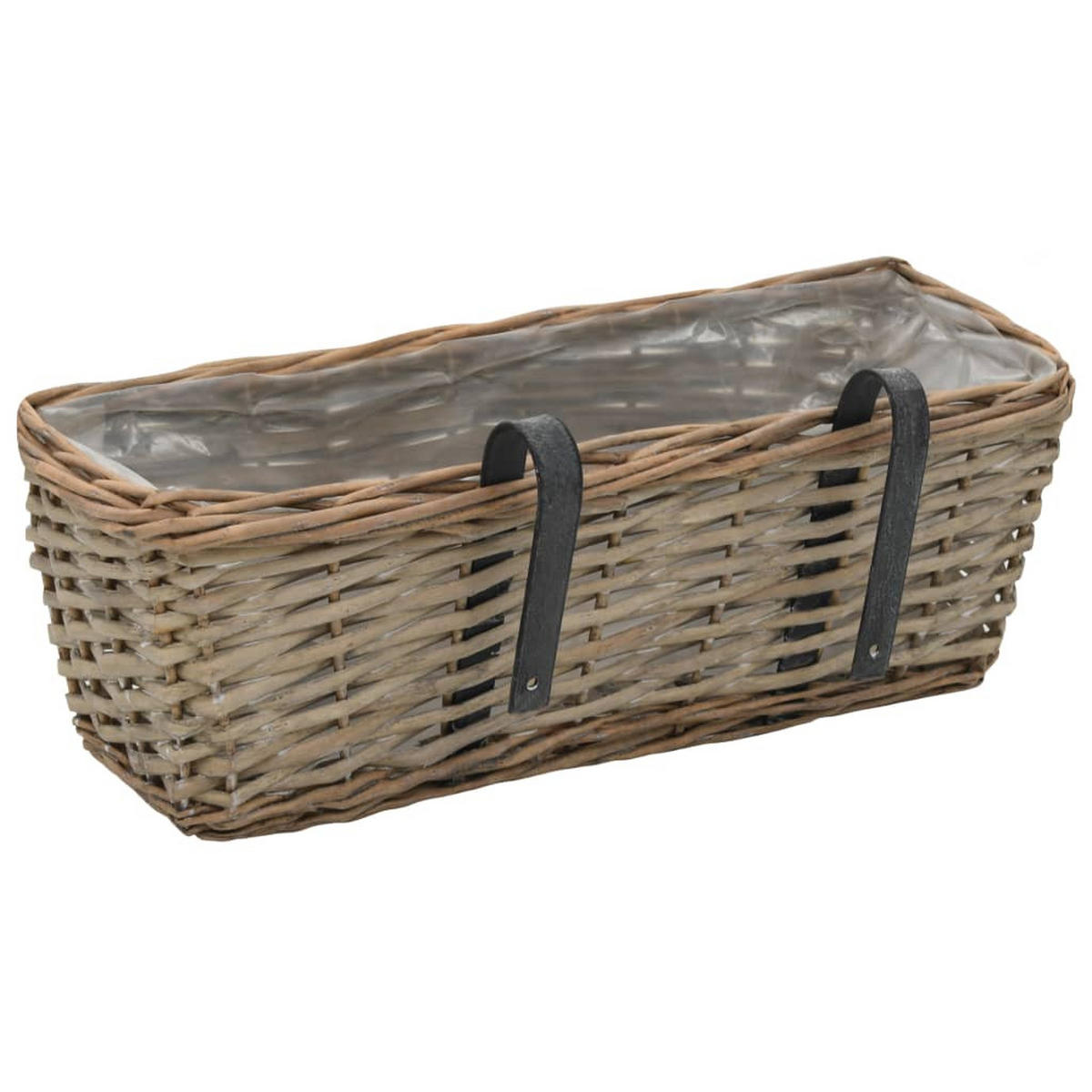 BALKON-BLUMENTÖPFE 2er Set Weide Mit Pe-Auskleidung 40 Cm - Braun, Naturmaterialen (16/13/40cm) - vidaXL