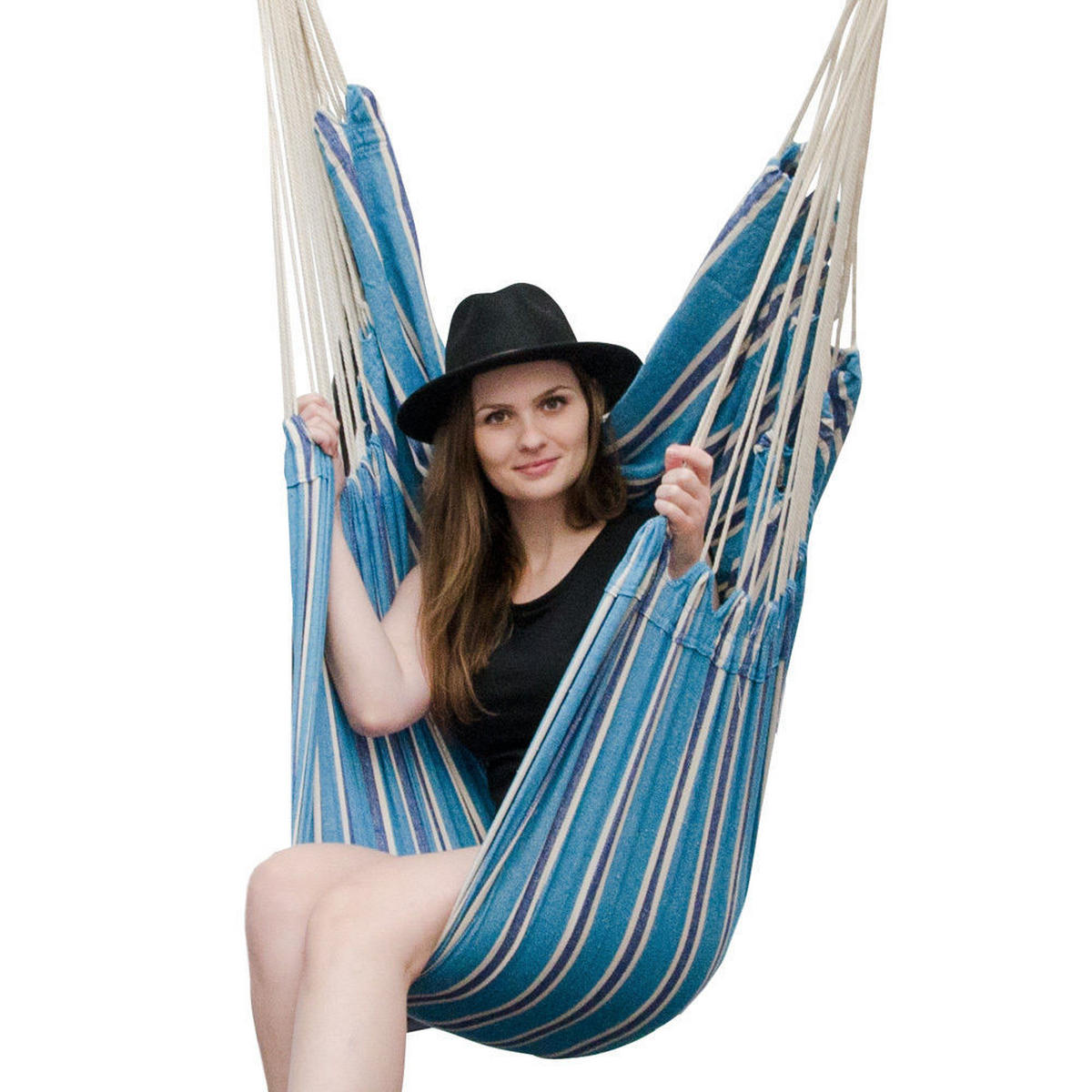 XXL-HÄNGESESSEL bis 150kg, 185/130 cm Multicolor - Blau, Textil (130/155/185cm) - Amanka