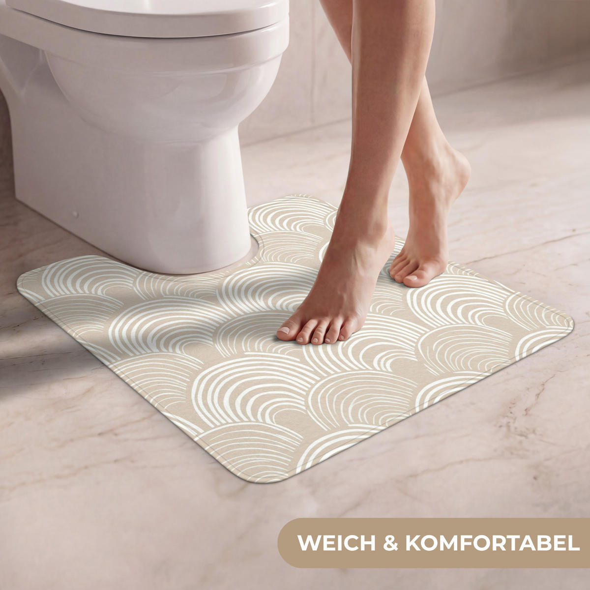 WC PŘEDLOŽKA Vlny - Textura - Béžová 55x60 cm - kašmírová, textil/plast (55/1cm) - OnlyWow