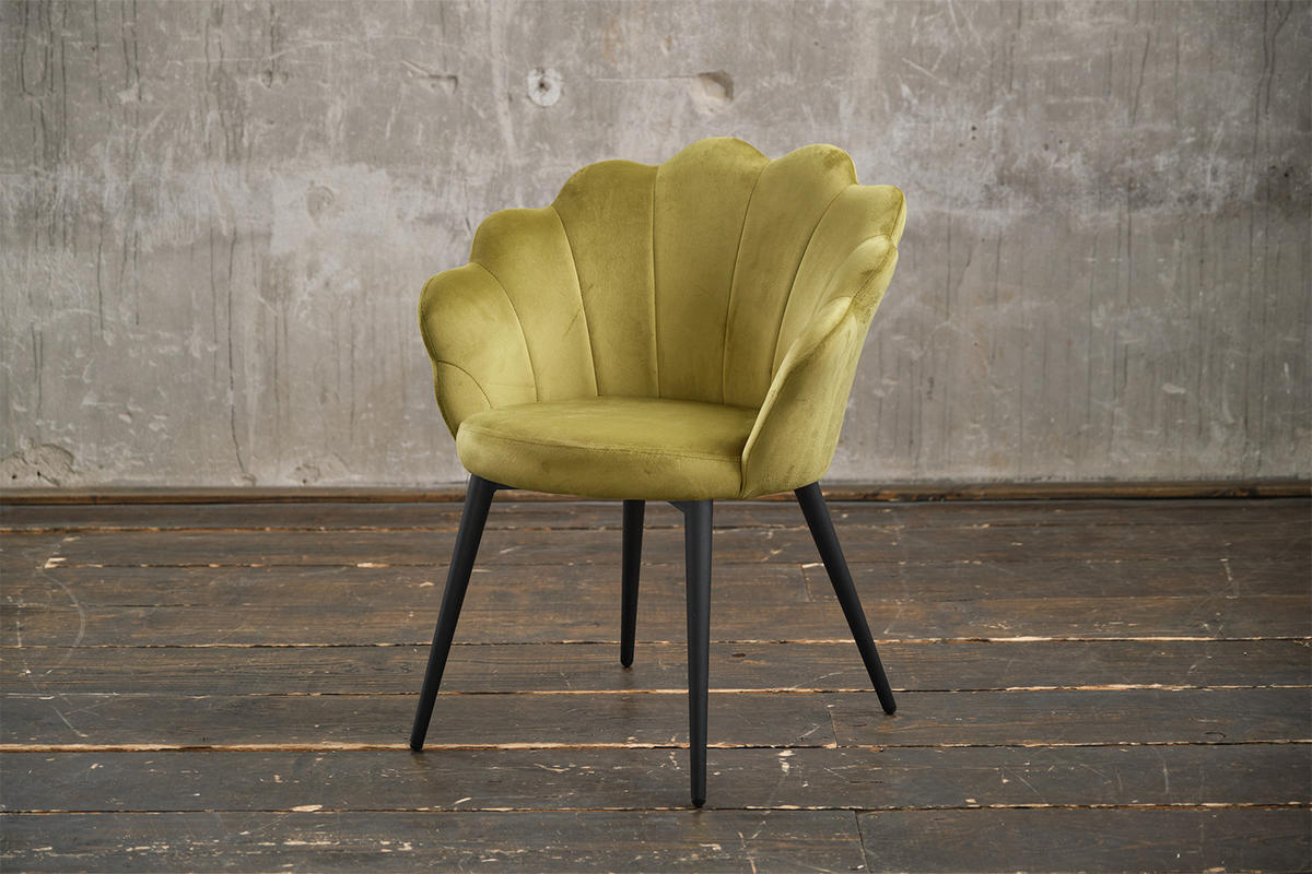 ESSZIMMERSTUHL CARLA Grün Velvet - Schwarz/Grün, Textil (65/79/58cm) - KAWOLA