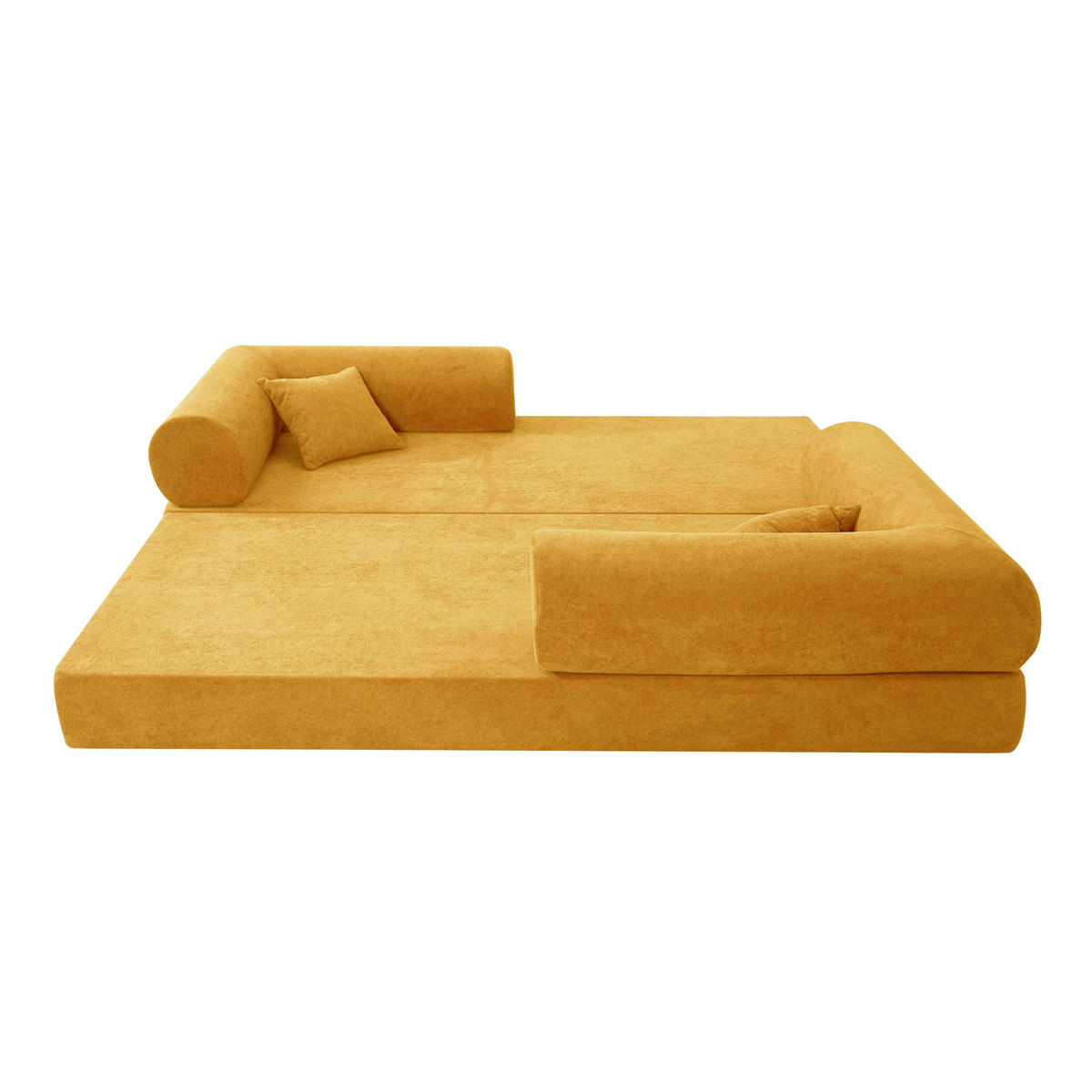 SCHLAFSOFA mit 2 Sitzplätzen, Gelb - Gelb, Textil (204/67/102cm) - Oviala