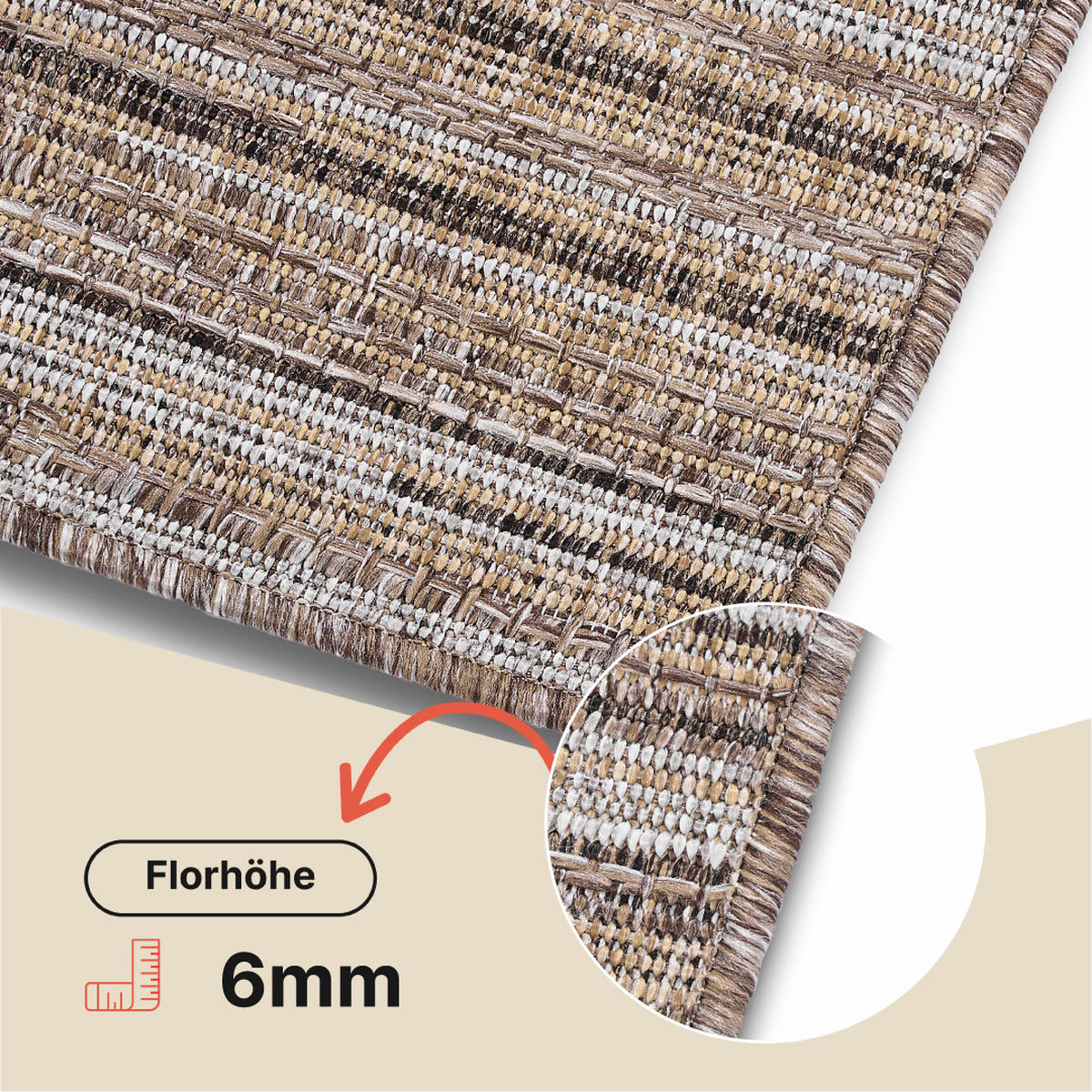 TEPPICH YUCANA Braun Outdoor Flachgewebe 80/150 cm - Braun, Textil (80/150cm) - Tapiso