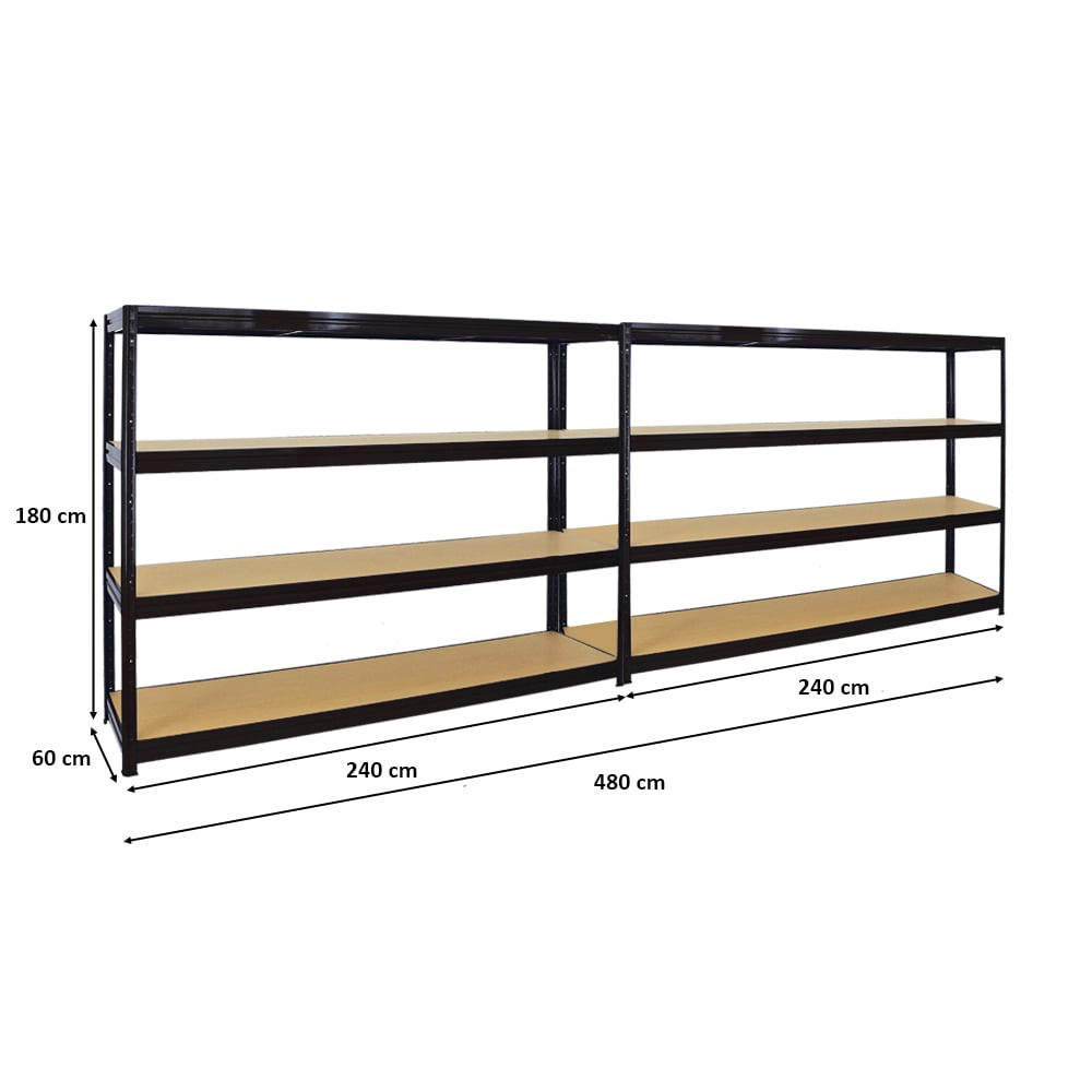 SCHWERLASTREGAL Dino 2er-Set 180x240x60cm Fachlast 450kg Schwarz - Schwarz, Metall (480/180/60cm) - PROREGAL