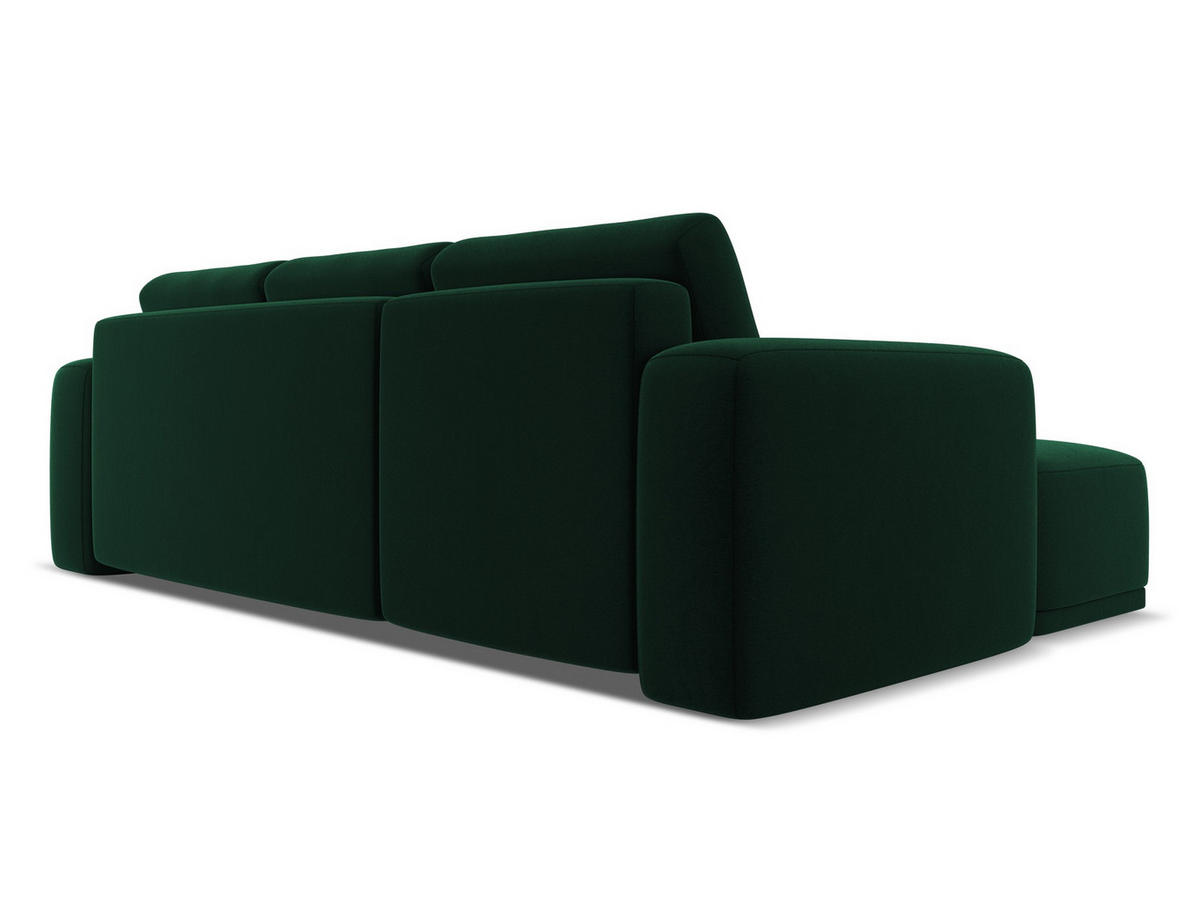 ECKSOFA mit Schlaffunktion Samt Stoff Grün - Dunkelgrün/Schwarz, Kunststoff/Textil (258/160cm) - Makamii