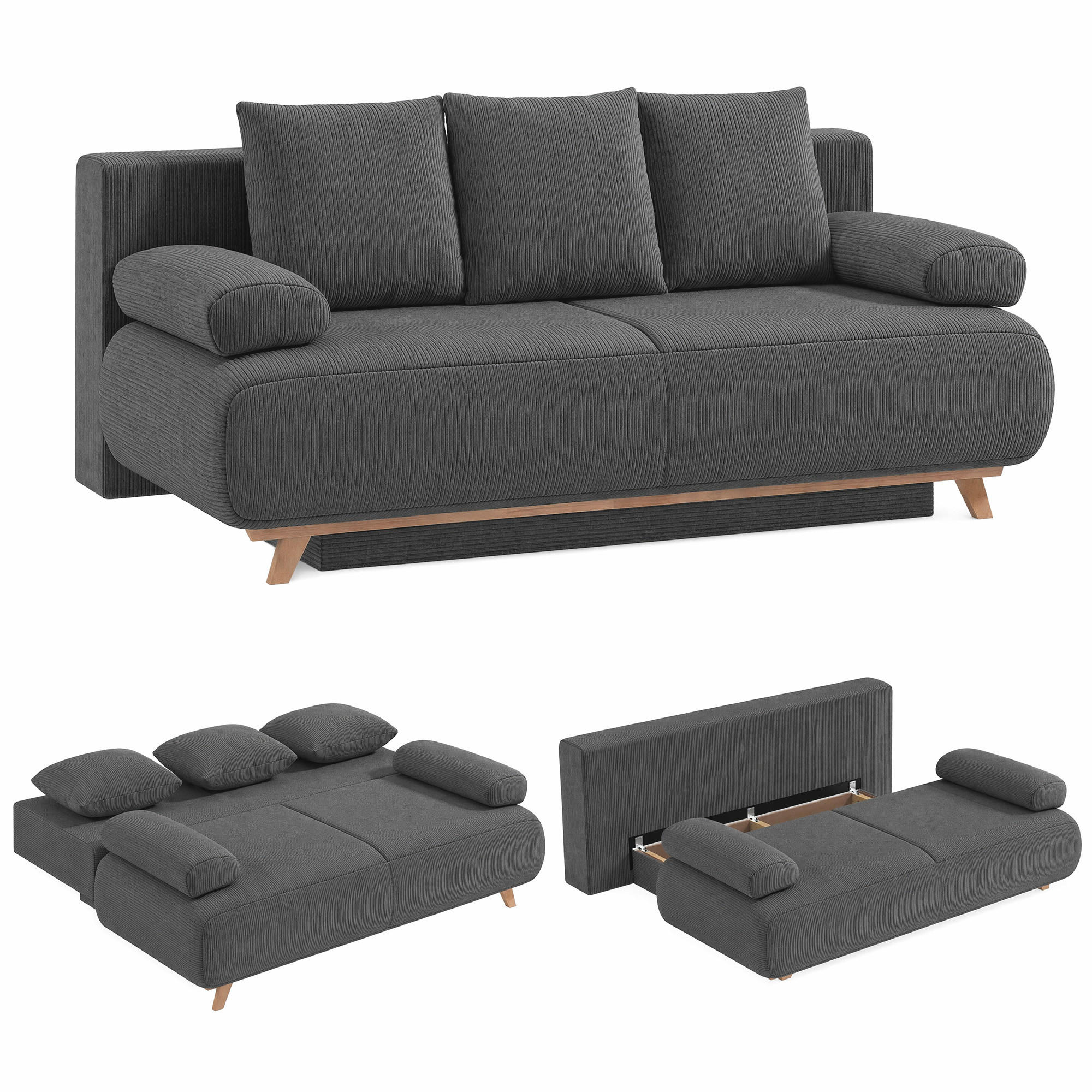 XXXLutz Schlafsofa Grau 100x84x188 cm