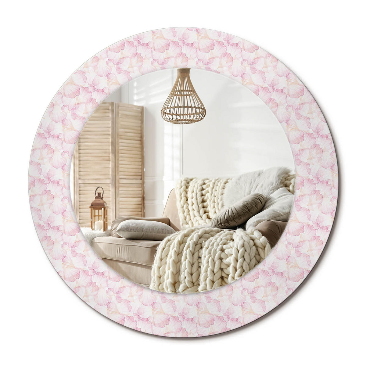 SPIEGEL Rund Ø 50 cm mit Aufdruck - Pink, Glas (50/50/0.4cm) - Wallfluent