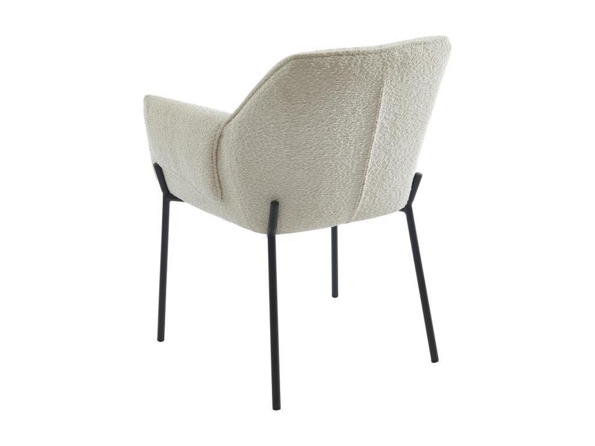 STUHL mit Armlehnen 6er-Set - Bouclé-Stoff & schwarzes Metall - Cremefarben - AKETI - Creme, Textil (65/83/62cm) - Pascal Morabito