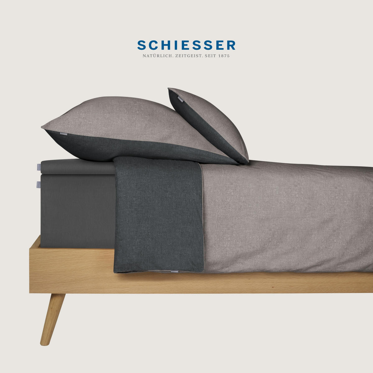 SPANNBETTLAKEN Flexi - 95/5 - 100 x 200 cm - Dunkelgrau - Dunkelgrau, Textil (100/200cm) - SCHIESSER