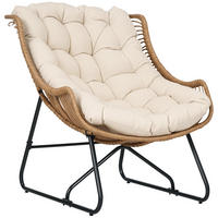 LOUNGESESSEL DE-06715 Rattanoptik, mit Polsterauflage, wetterfest - Taupe, Textil/Metall (75/90/101cm) - ComfortXL