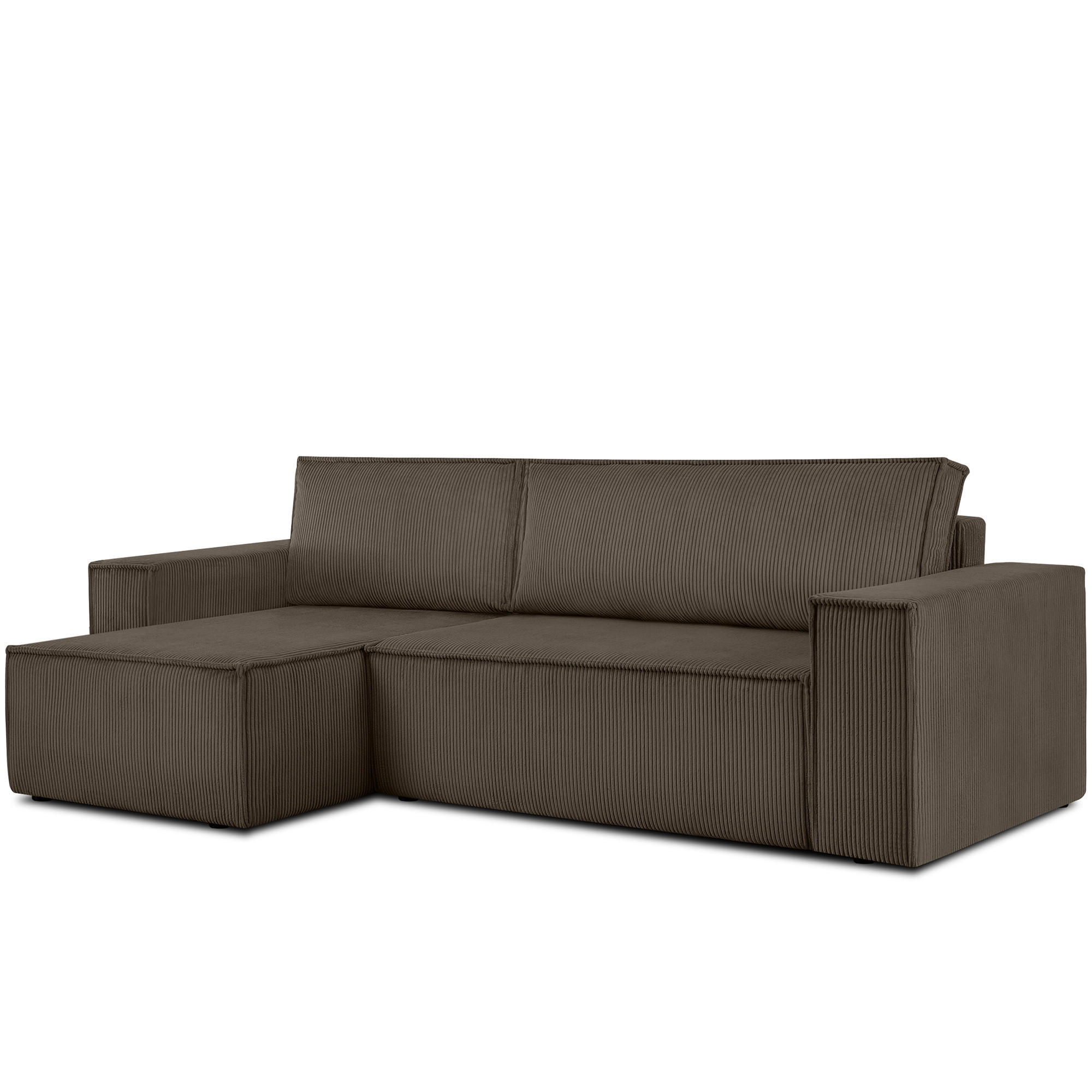 ECKSOFA-LINKS/RECHTS NAPI Schlaffunktion mit Cordbezug, braun - Schwarz/Braun, Textil (262/148cm) - KONSIMO®