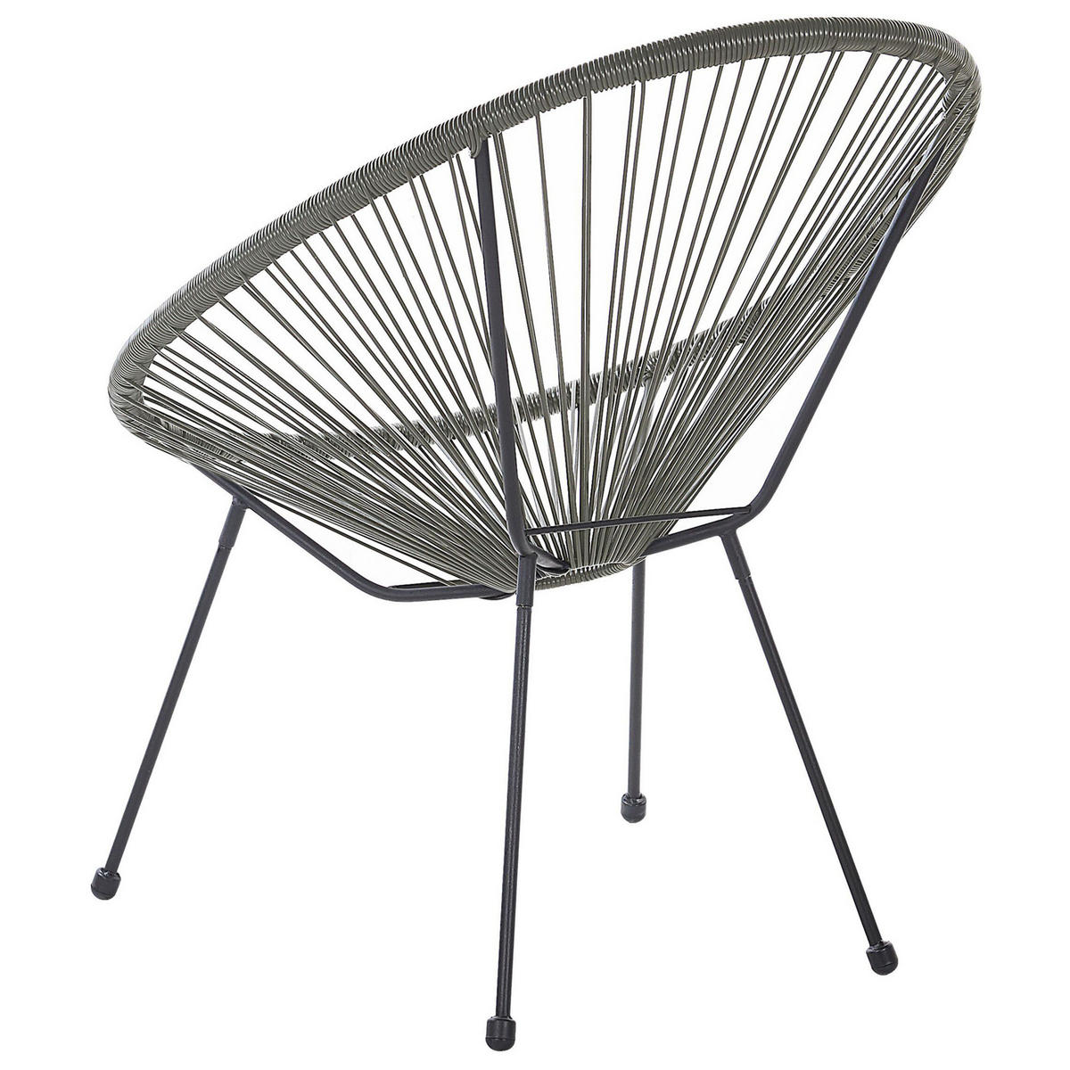 RATTANSTUHL Kunststoff dunkelgrau 70 cm Acapulco II - Schwarz/Grau, Kunststoff (70/87/90cm) - Beliani