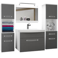 BADMÖBEL Badezimmer Grau Matt - Grau, Holz (140/113/40cm) - B BELINI GROUP