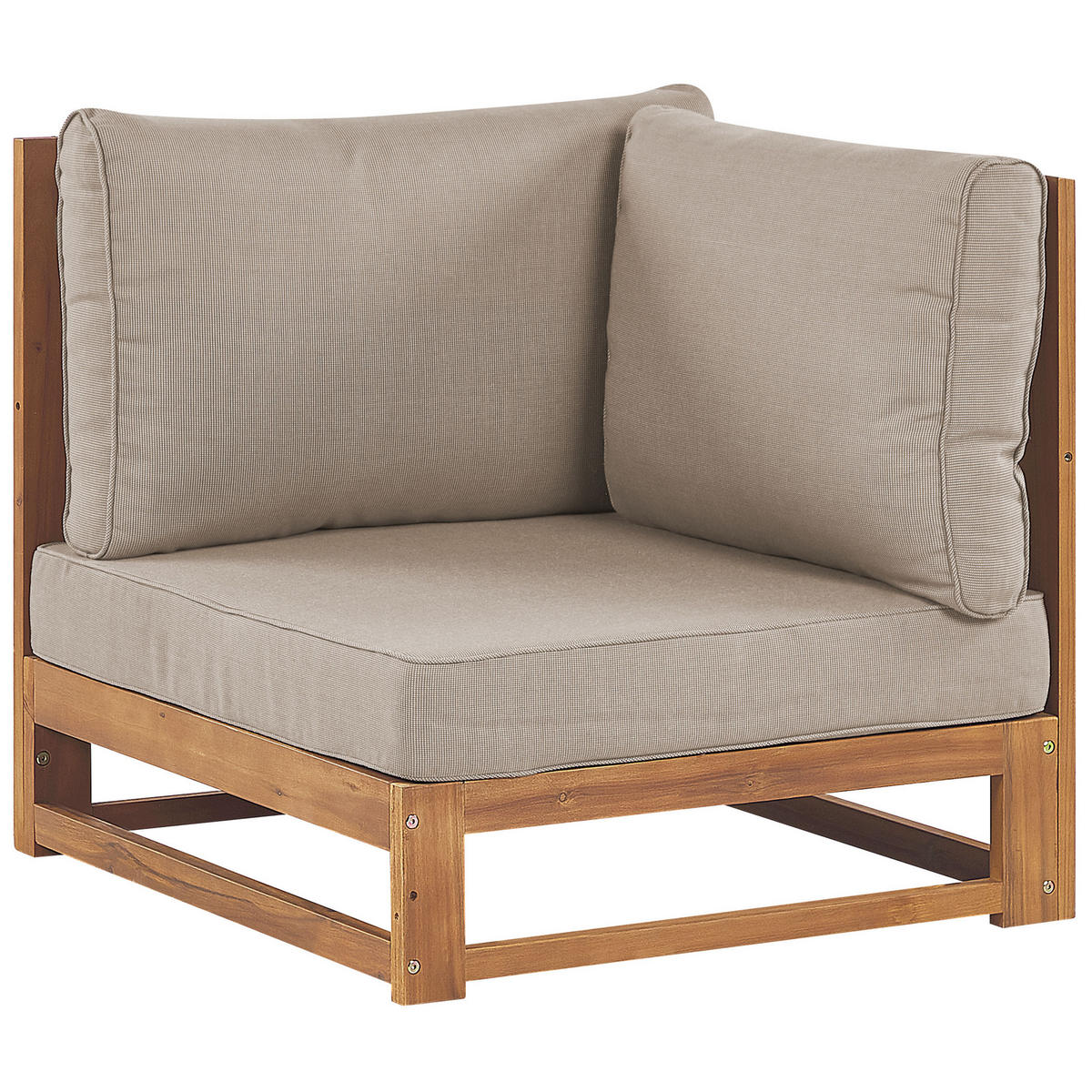 GARTENSOFA 2-sitzer Zertifiziertes Akazienholz hellbraun Auflagen taupe Timor - Hellbraun/Beige, Holz (167/72/167cm) - Beliani