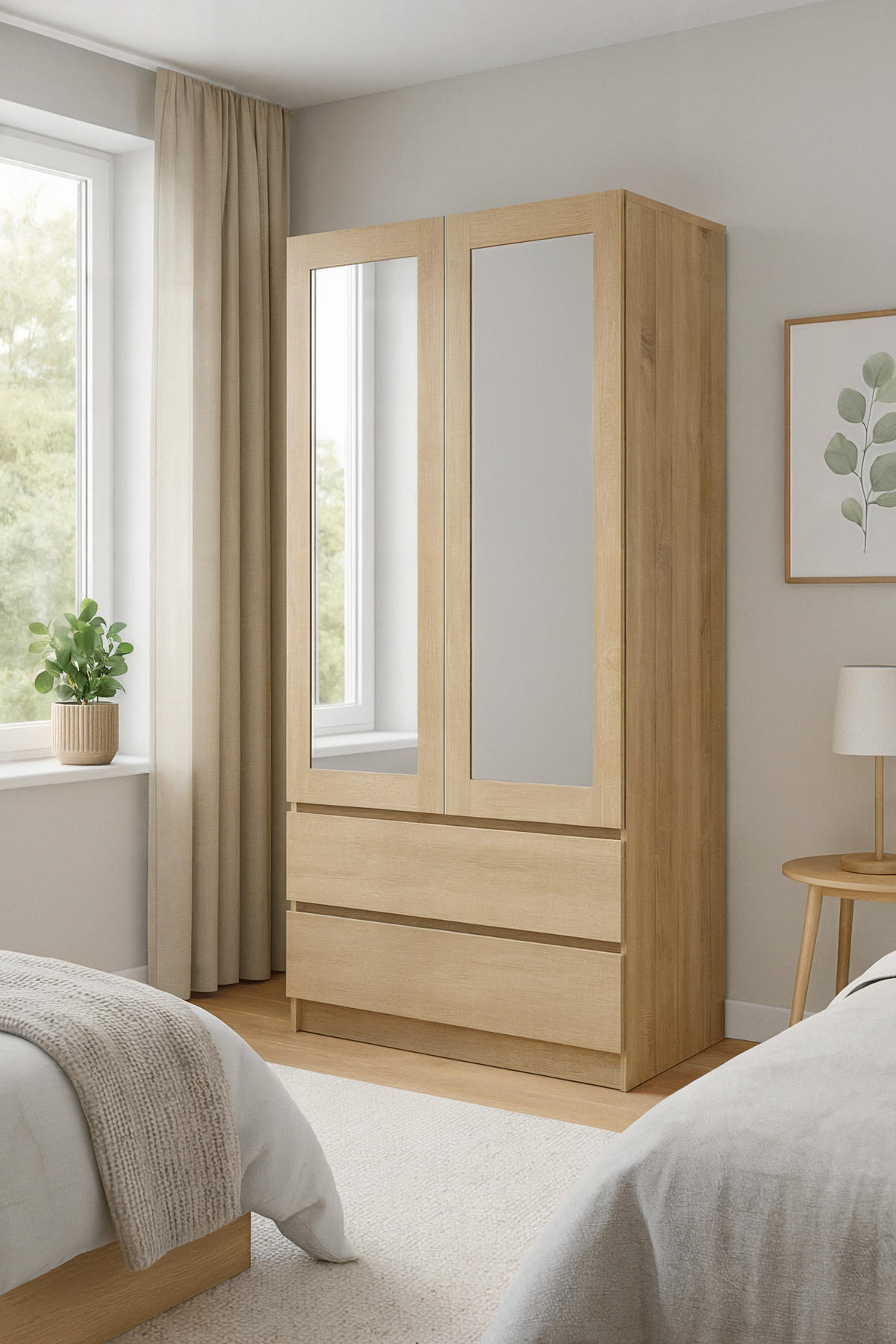 KLEIDERSCHRANK sz07 sonoma Spiegel - Sonoma Eiche, Holzwerkstoff (86/180/57cm) - roe furniture