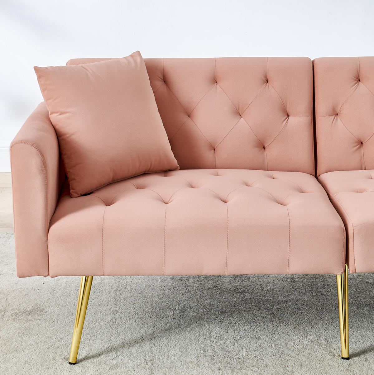 SOFA mit verstellbarer Rückenlehne 2-Sitzer Samt Pink - Pink, Holzwerkstoff (177/74/78cm) - Meubliv