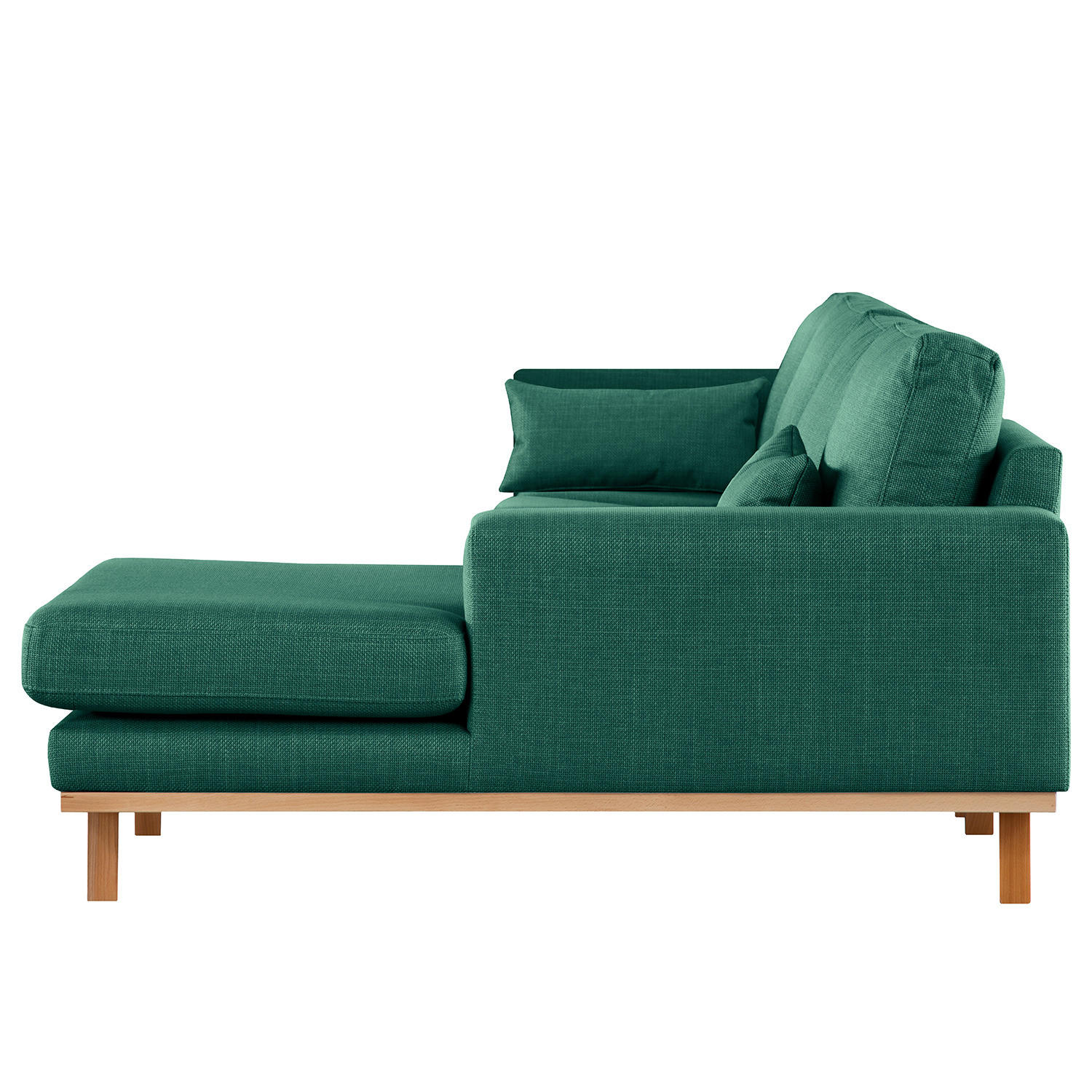 ECKSOFA mit Longchair - Dunkelgrün/Buchefarben, Textil (281/153cm) - home24