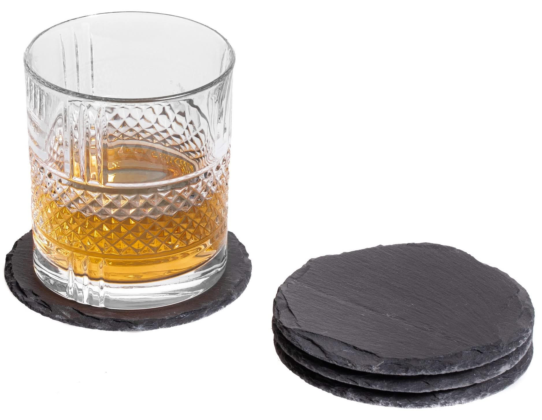 UNTERSETZER Schiefer - ø 10 cm - 4 Stück - Schwarz, Stein (2/10cm) - Jay Hill