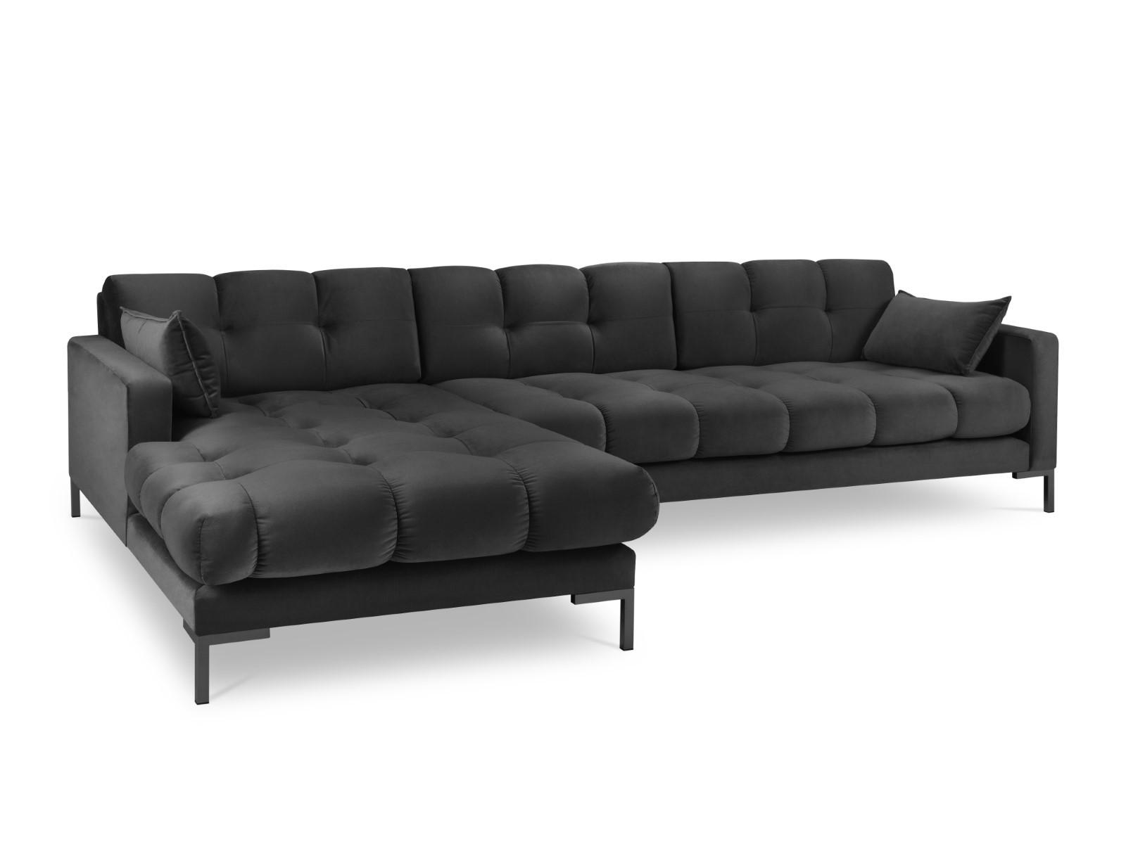 ECKSOFA links Mamaia aus Samt dunkelgrau 5 Sitzplätze - Dunkelgrau, Textil (185/293cm) - Micadoni