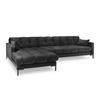 ECKSOFA links Mamaia aus Samt dunkelgrau 5 Sitzplätze - Dunkelgrau, Textil (185/293cm) - Micadoni