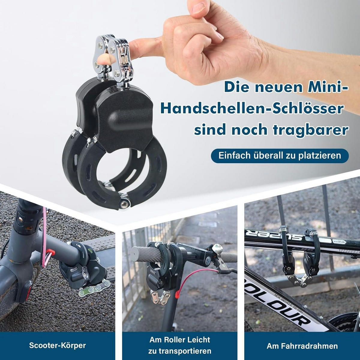 FALTSCHLOSS für Elektroroller und Fahrräder Schwarz - Schwarz, Metall (4/4/36cm)