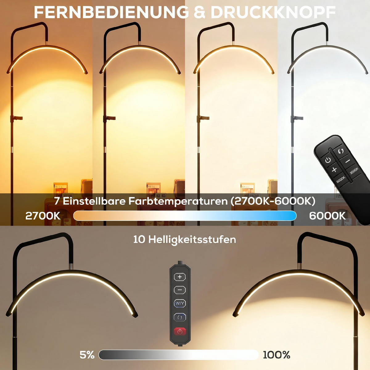 LED-HALBMOND-WIMPERN-LAMPE Stahl Kunststoff Schwarz - Schwarz, Metall (77.5/20.5/186cm) - HOMCOM