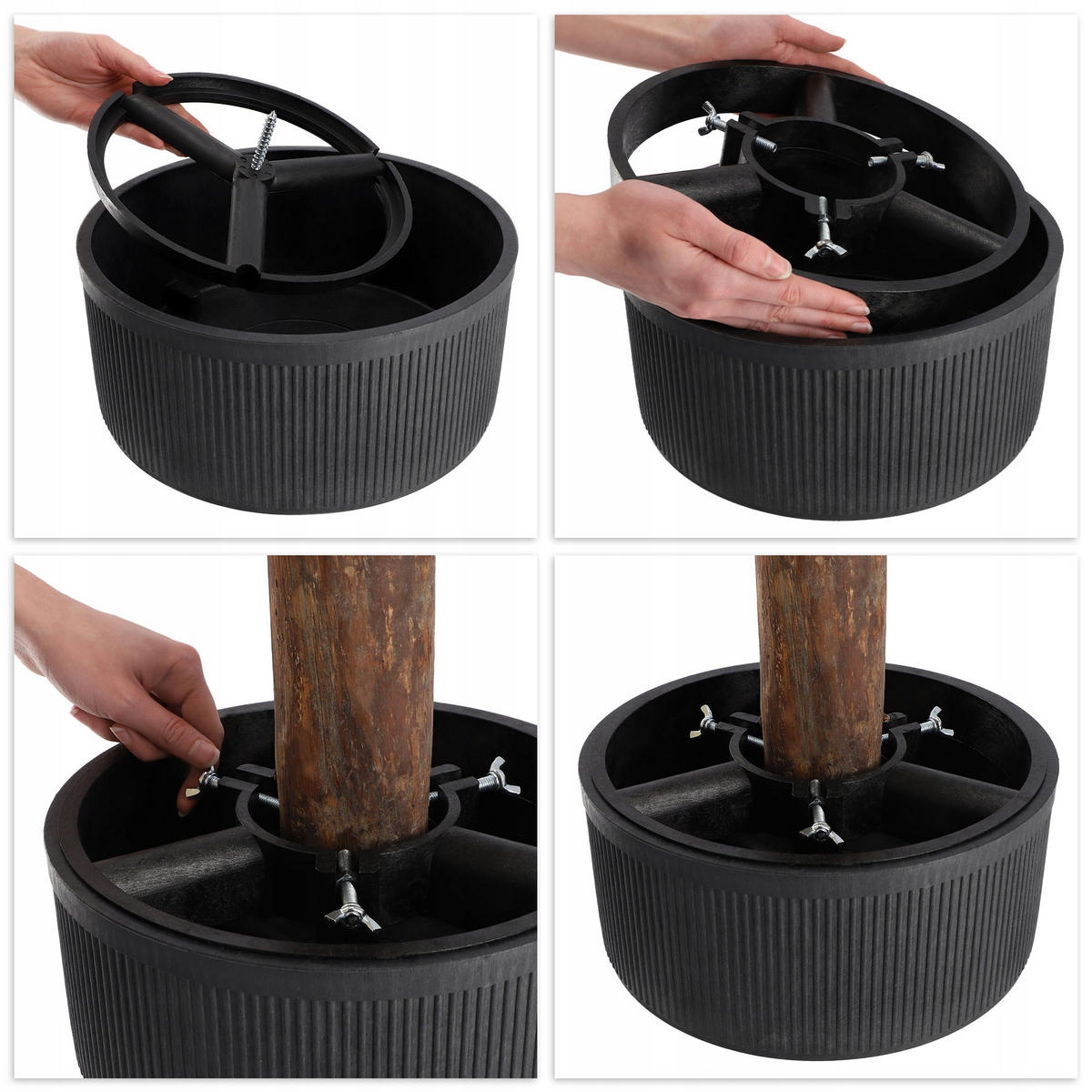 KADAX Weihnachtsbaumständer Christbaumständer 1,5 m - Graphitfarben, Kunststoff (13.7cm) - KADAX