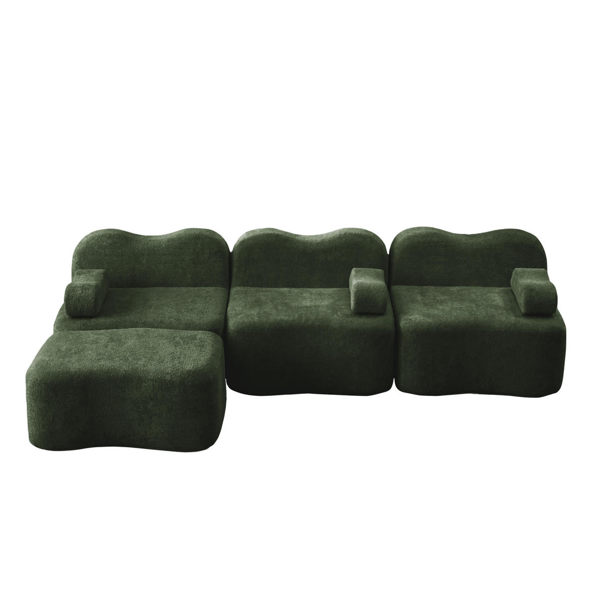 SOFA modulares Ecksofa Samt Grün mit Hocker - Grün, Textil (167/288cm) - Meubliv