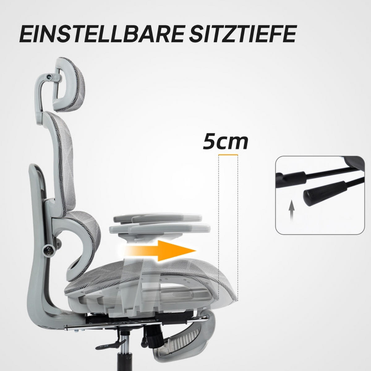 DREHSTUHL 66/64/114-122 cm, ergonomisch verstellbar, neigbar bis 135°, Grau - Grau, Kunststoff (64/122/66cm) - Redom