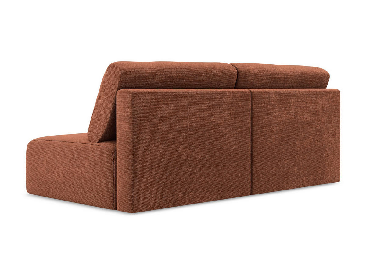 3-SITZER SOFA mit Schlaffunktion Chenille Stoff Orange - Terra cotta/Schwarz, Kunststoff/Textil (216/79/102cm) - Makamii