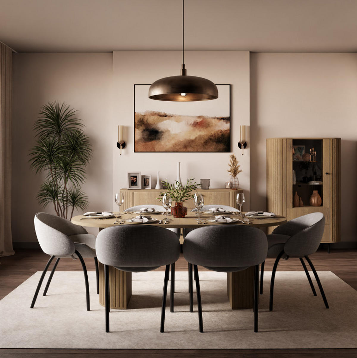 ESSTISCH Olivia ausziehbar 100–188 x 100 x 75 cm mit abgerundeter Tischplatte und Lamellenfuß, eiche sonoma - Sonoma Eiche, Metall (100/100/75cm) - Margaret Hadas24