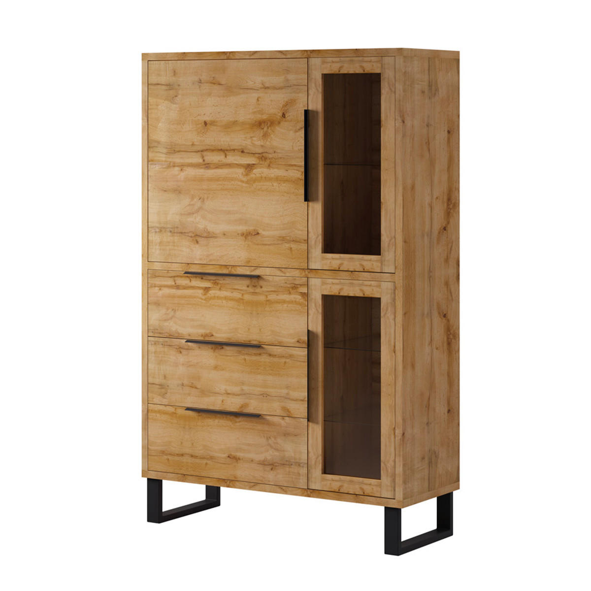 VITRÍNA Eden Dřevo a kov - hnědá, kompozitní dřevo (120/190/45cm) - Petits-meubles