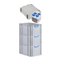 EUROBOX 3x Nextgen Color Mit Auflagedeckel 32x40x60cm Griffe Blau Geschlossen - Blau, Kunststoff (40/32/60cm) - PROREGAL