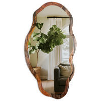 SPIEGEL 90x45 cm asymmetrisch mit Druck - Holzstruktur - Transparent, Glas (45/90/0.4cm) - TULUP